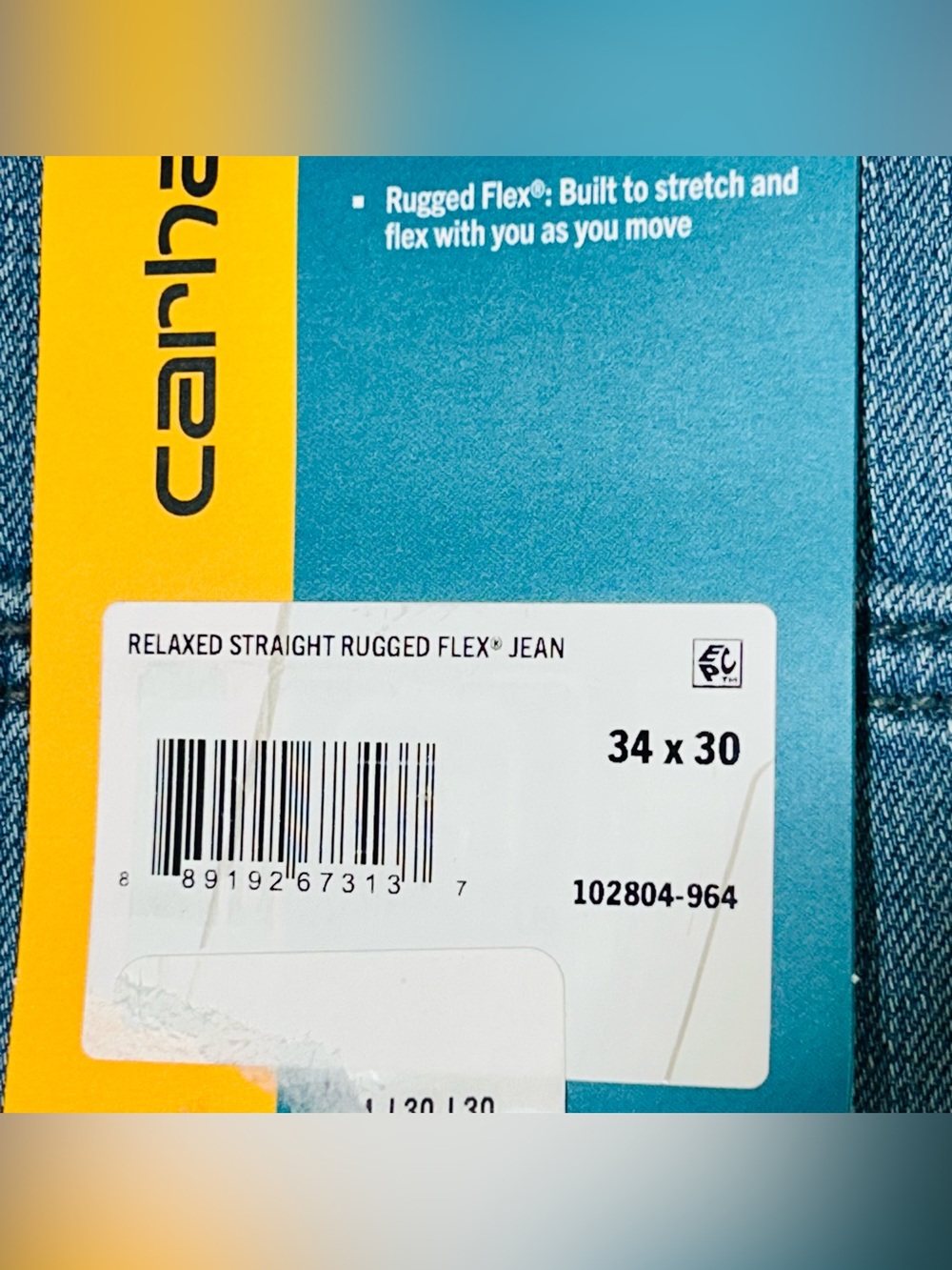 Carhartt Relaxed Straight Rugged Flex Jeans medium wash Men’s size 34x30 New - Picture 10 of 11